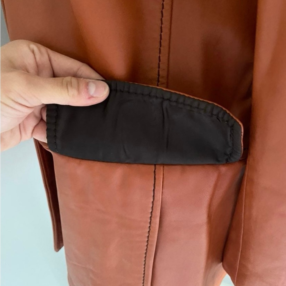 Lafayette 148 Brown Genuine Leather Jacket - Picture 3 of 7